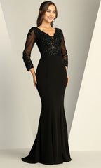Adora Design 3233 - Plunging Neckline Applique Mermaid Dress