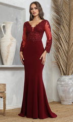 Adora Design 3233 - Plunging Neckline Applique Mermaid Dress