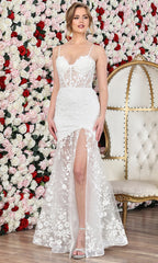 Adora Design 3242-01 - Illusion Trumpet Floral Applique Wedding Gown