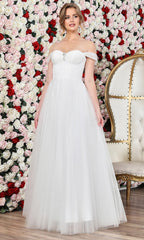Adora Design 3244 - Sweetheart Layered A-Line Gown with Brooch Accent