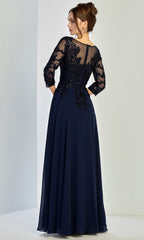 Adora Design 3247-03 - Illusion Sleeve Embellished A-Line Gown