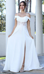 Adora Design 3251-01 - Cowl Neck A-Line Wedding Gown with Slit