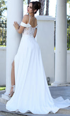 Adora Design 3251-01 - Cowl Neck A-Line Wedding Gown with Slit