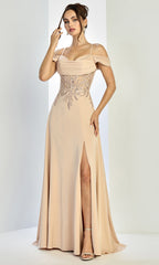 Adora Design 3251 - Embellished Top Cowl Neckline Formal Gown
