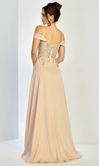 Adora Design 3251 - Embellished Top Cowl Neckline Formal Gown