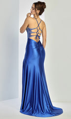Adora Design 3267 - Crystal Accent Spaghetti Strap Long Gown