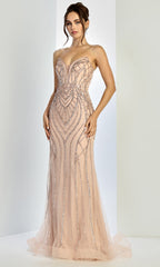 Adora Design 3276 - Fully Embellished Strapless Sheath Gown