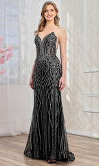 Adora Design 3277 - Strapless Fitted Lace-Up Evening Gown