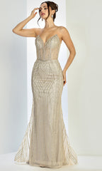 Adora Design 3277 - Strapless Fitted Lace-Up Evening Gown