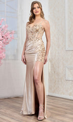 Adora Design 3292 - Cutout Back Beaded Lace Evening Gown