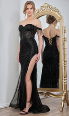Adora Design 3296 - Sweetheart Sparkling Fitted Gown with Fringes