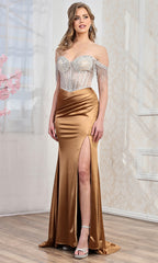 Adora Design 3297 - Crystal Embellished Front Slit Sheath Gown