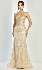 Adora Design 3299 - Illusion Corset Fully Beaded Prom Gown