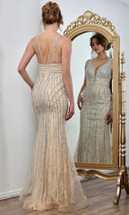Adora Design 3305 - Sleeveless Crystal Embellished Sheath Gown