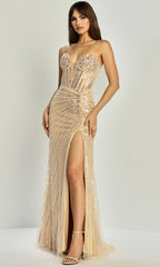 Adora Design 3306 - Strapless Sparkling Beaded Prom Gown