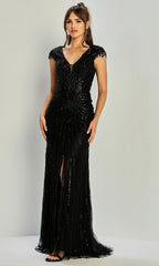Adora Design 3313-03 - Radiant Embellished Cap Sleeve Gown