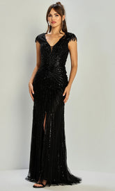 Adora Design 3313-03 - Radiant Embellished Cap Sleeve Gown