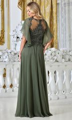 Adora Design 3318-03 - V-Neckline Beaded Applique Long Gown