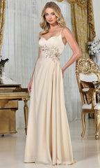 Adora Design 3321 - Floral Applique Bodice Sleeveless Gown