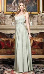 Adora Design 3321 - Floral Applique Bodice Sleeveless Gown
