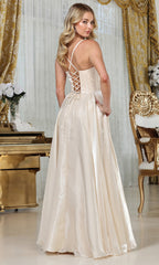 Adora Design 3326 - Lace-Up Back Ruched Corset Long Gown