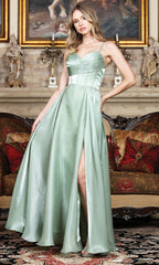 Adora Design 3326 - Lace-Up Back Ruched Corset Long Gown