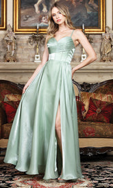 Adora Design 3326 - Lace-Up Back Ruched Corset Long Gown