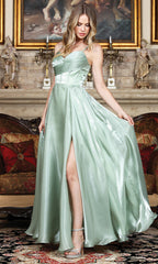 Adora Design 3326 - Lace-Up Back Ruched Corset Long Gown