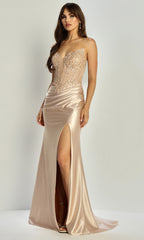 Adora Design 3337 - Embellished Front Slit Evening Gown