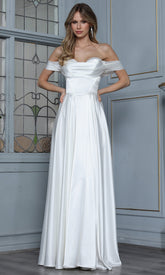Adora Design 3343-01 - Lace-Up Back Draped Flowing Gown