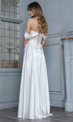Adora Design 3343-01 - Lace-Up Back Draped Flowing Gown