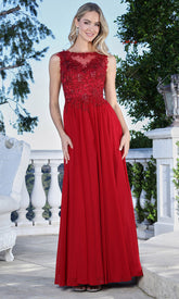 Adora Design 3344-03 - Beaded Lace Flowing A-Line Gown