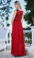 Adora Design 3344-03 - Beaded Lace Flowing A-Line Gown