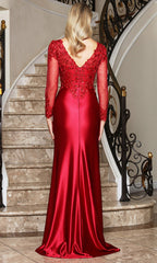 Adora Design 3348-03 - Lace Applique Bateau Neck Evening Gown