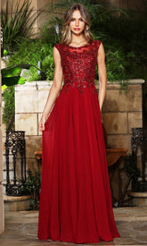 Adora Design 3353-03 - Scoop Neck A-Line Long Formal Gown