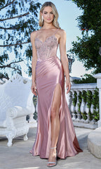 Adora Design 3363 - Lace-Up Back Strapless Fitted Gown
