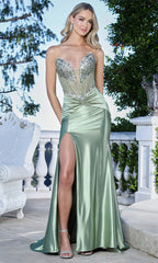 Adora Design 3365 - Strapless Crystal Embellished Sheath Gown