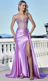 Adora Design 3366 - Crystal Ornate Illusion Corset Prom Gown