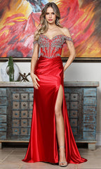 Adora Design 3370 - Crystal Ornate Illusion Off Shoulder Gown