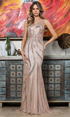 Adora Design 3378-03 - Keyhole Back Embellished Long Gown