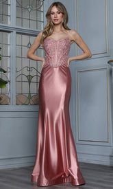 Adora Design 3386 - Scoop Neck Basque Embellished Gown