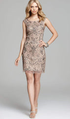 Adrianna Papell - 41888060SC Beaded Bateau Fitted Dress
