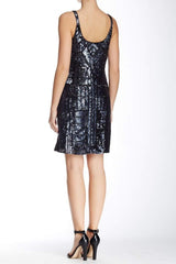 Adrianna Papell - 41886030SC Scoop Neck Sequined Short Dress
