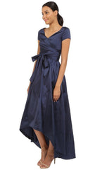 Adrianna Papell - 81917430SC Short Sleeve Wrap Taffeta A-Line Dress