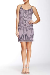 Adrianna Papell - 41906220SC Geometric Detailed Scoop Neck Dress