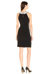 Adrianna Papell - AP1D100522SC Embellished Neck Fitted Ruched Dress