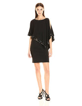 Adrianna Papell - AP1D100418 Bateau Cutaway Capelet Sheath Dress