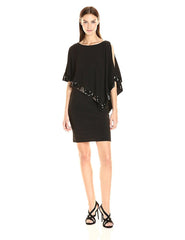 Adrianna Papell - AP1D100418 Bateau Cutaway Capelet Sheath Dress