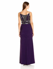 Adrianna Papell - V Neck Embellished Ruched Dress AP1E200204SC