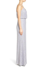 Adrianna Papell - Spaghetti Straps Blouson Laced Dress AP1E201290SC